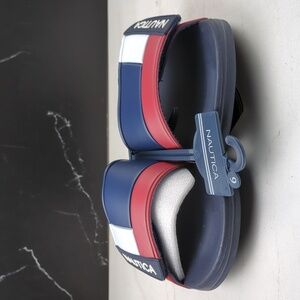 Nautica Bower 2 Mens Slide Sandal Blue/Red sz 9
